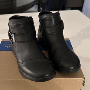 Clarks Black Leather Ankle Booties